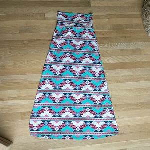 Long Aztec southwestern maxi skirt